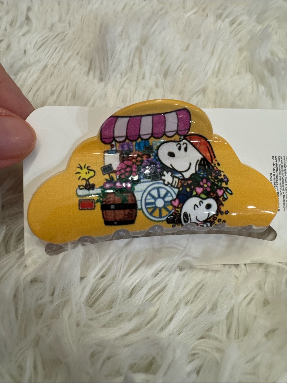 Yellow Snoopy Flower Cart Cloud Hair Clip claw